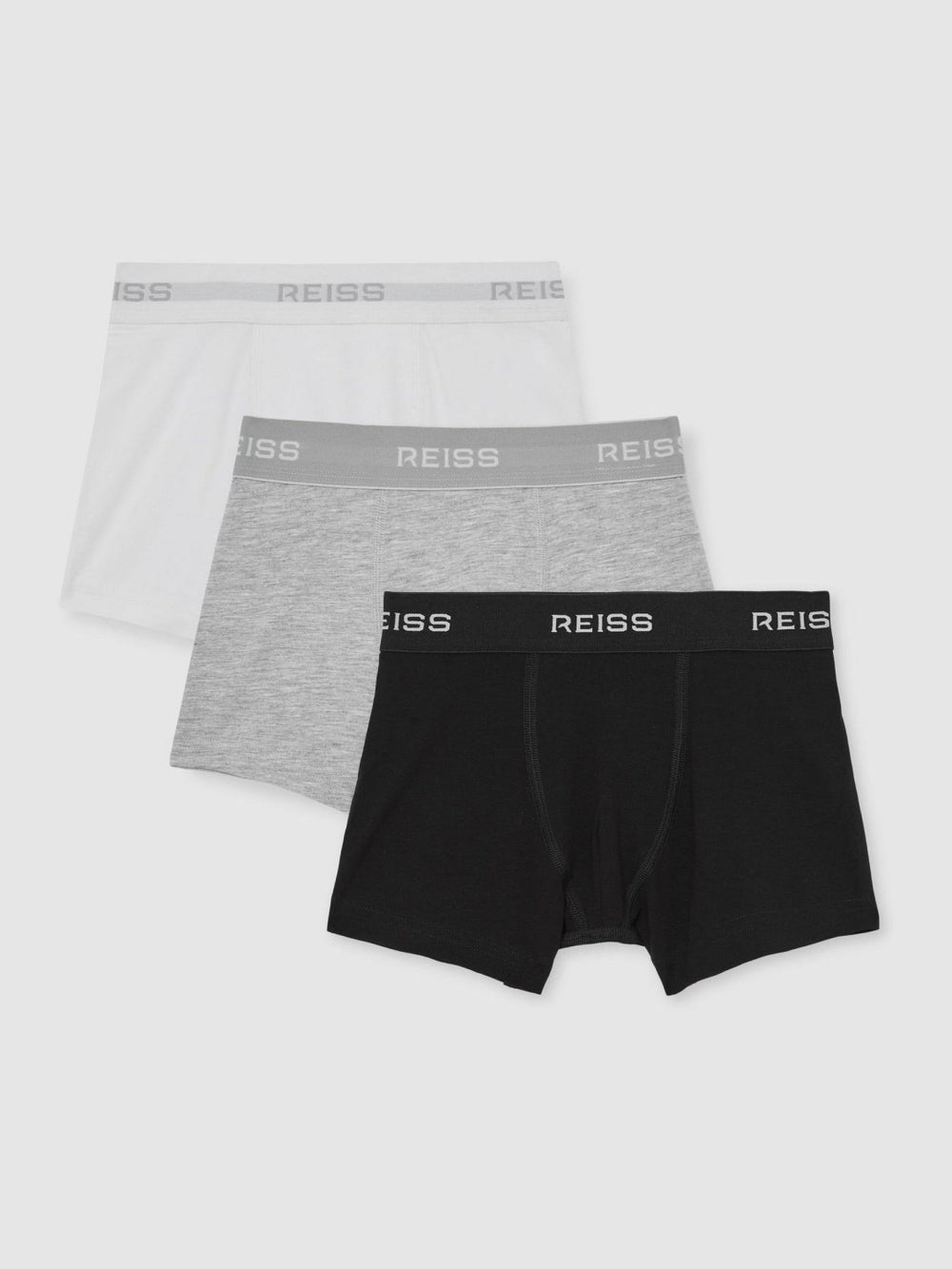 Children & Baby 9-13 yrs Stretch-Cotton Logo-Waistband Boxer Shorts 3 Pack in White/Grey/Black