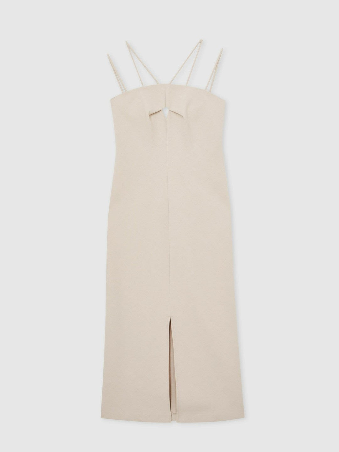 Women Double Strap Cut Out Midi Dress in Stone Neutral