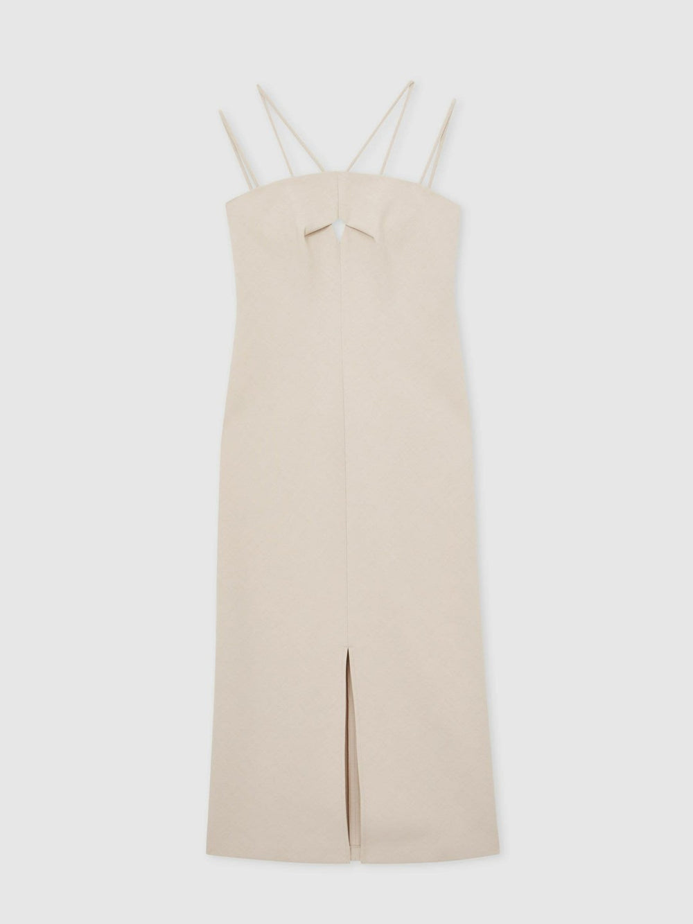 Women Double Strap Cut Out Midi Dress in Stone Neutral