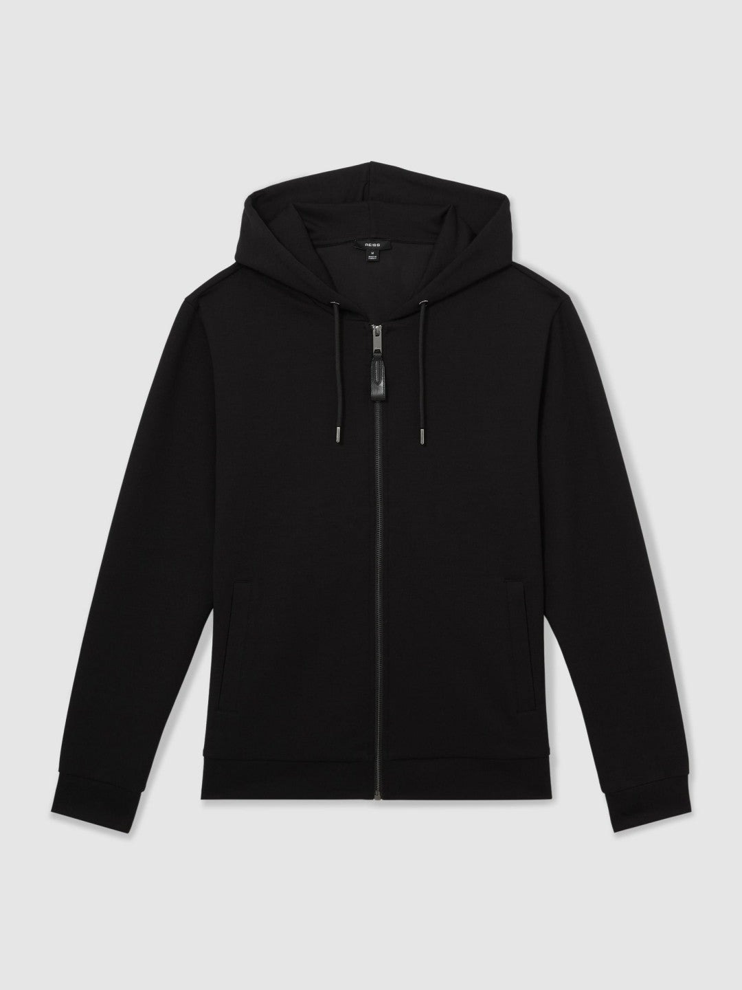 Men Interlock Zip-Through Hoodie in Black