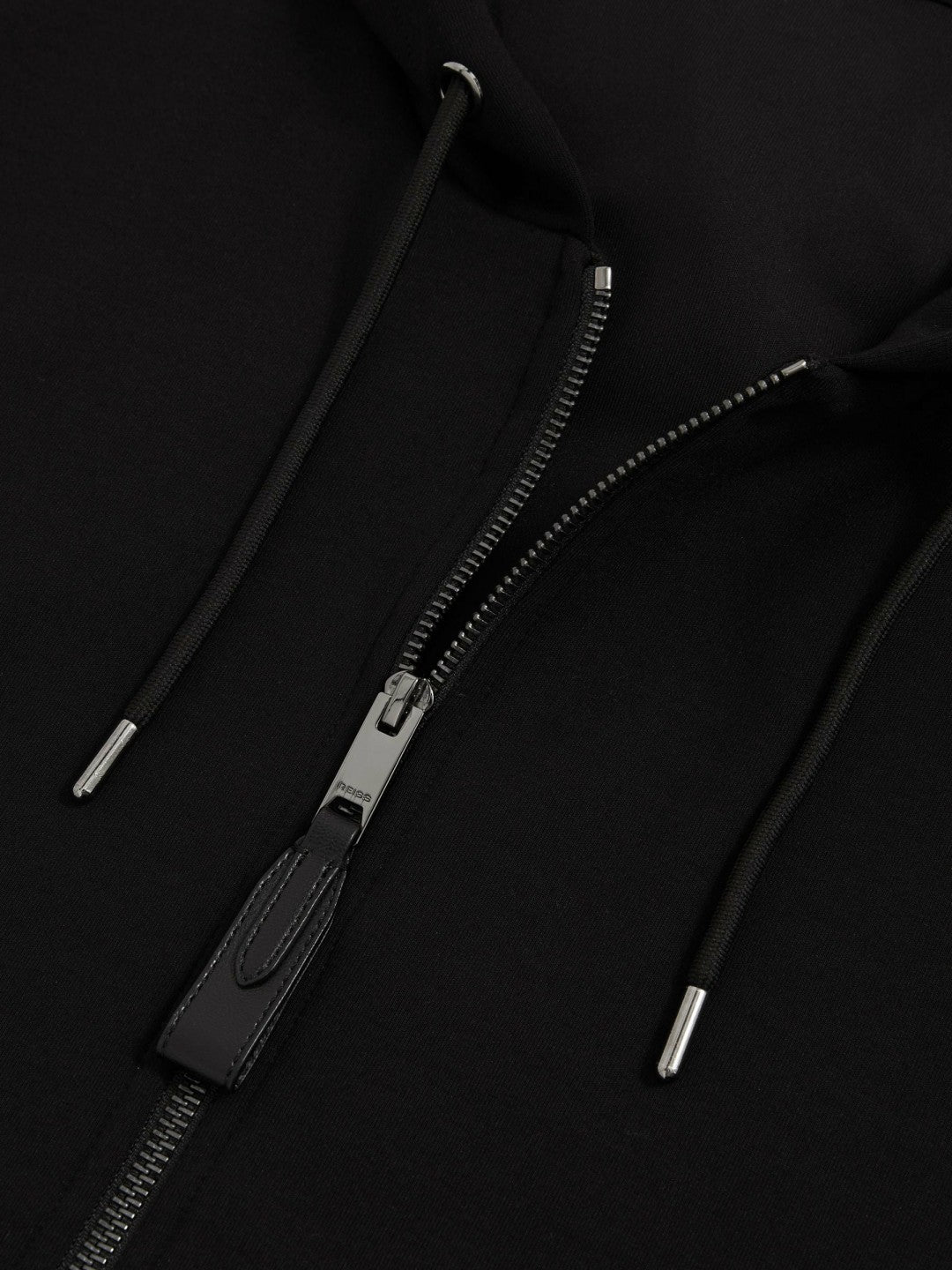 Men Interlock Zip-Through Hoodie in Black