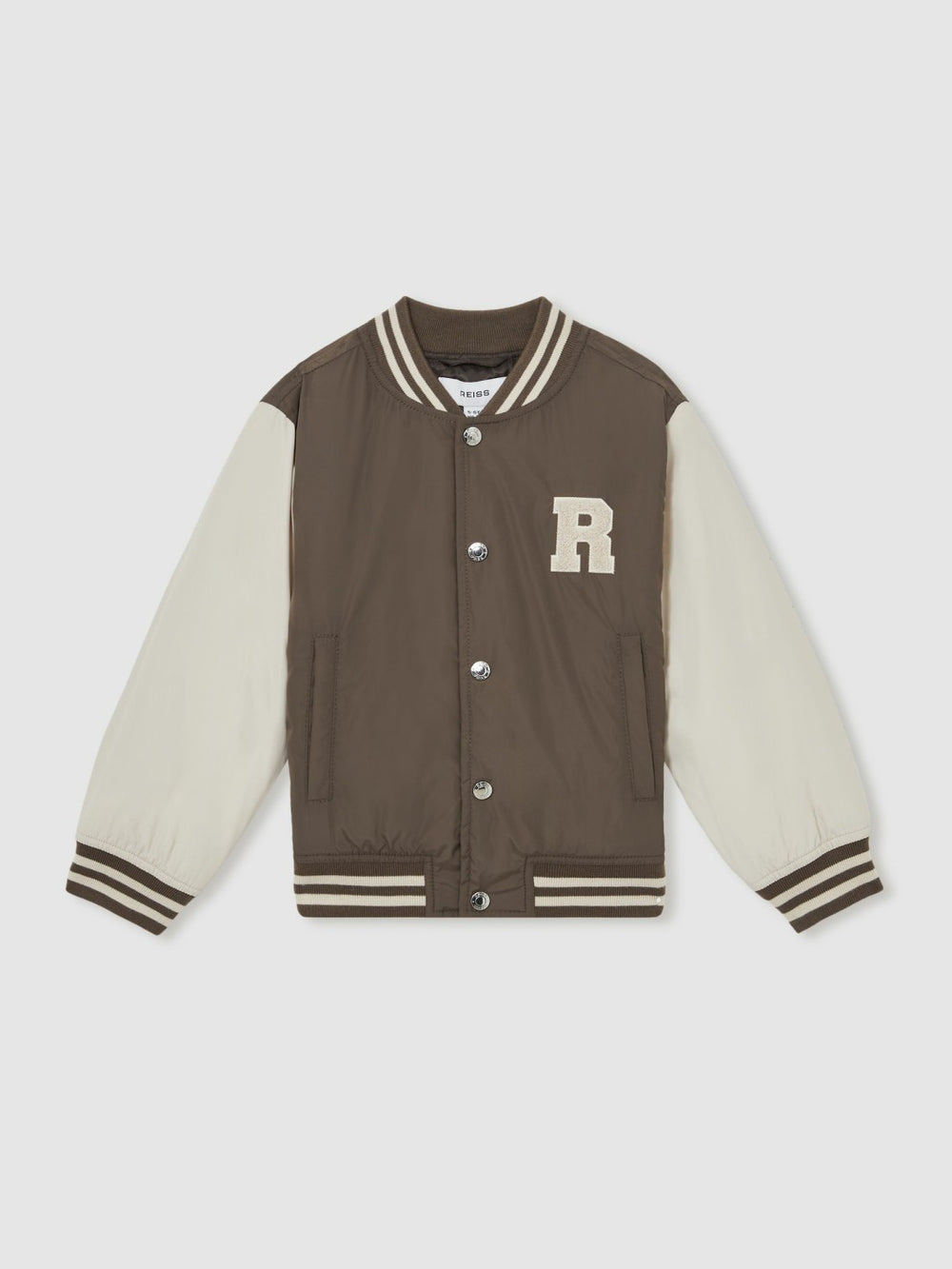 Children & Baby 9-13 yrs Colour-Block Varsity Bomber Jacket in Mink Brown/Off White