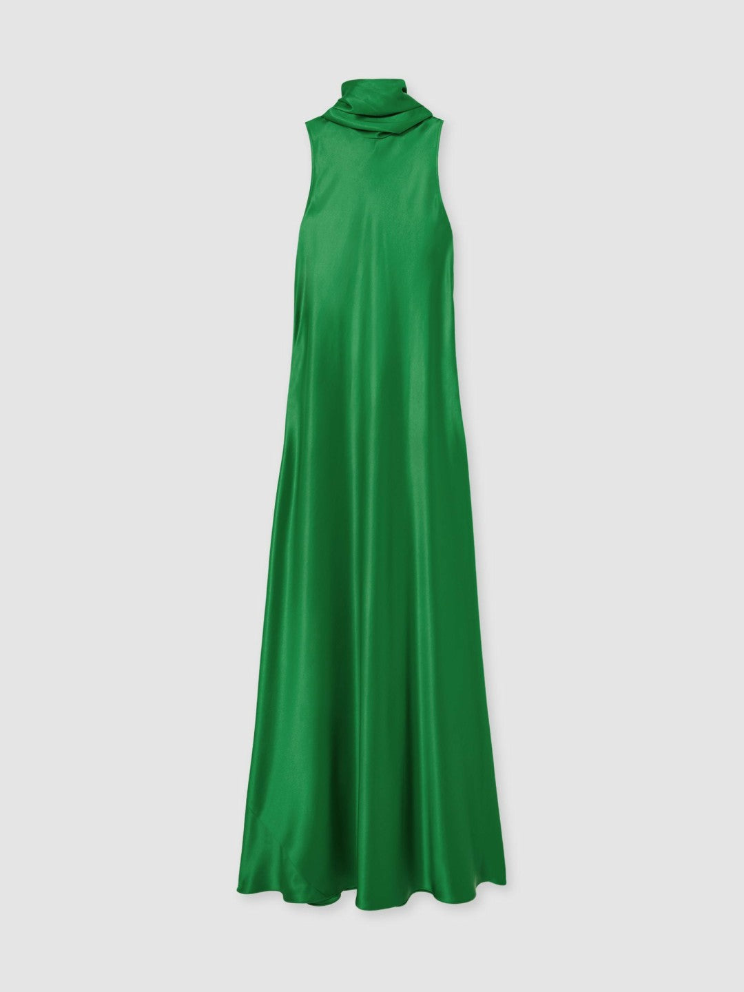 Women Satin Cape Maxi Dress in Green