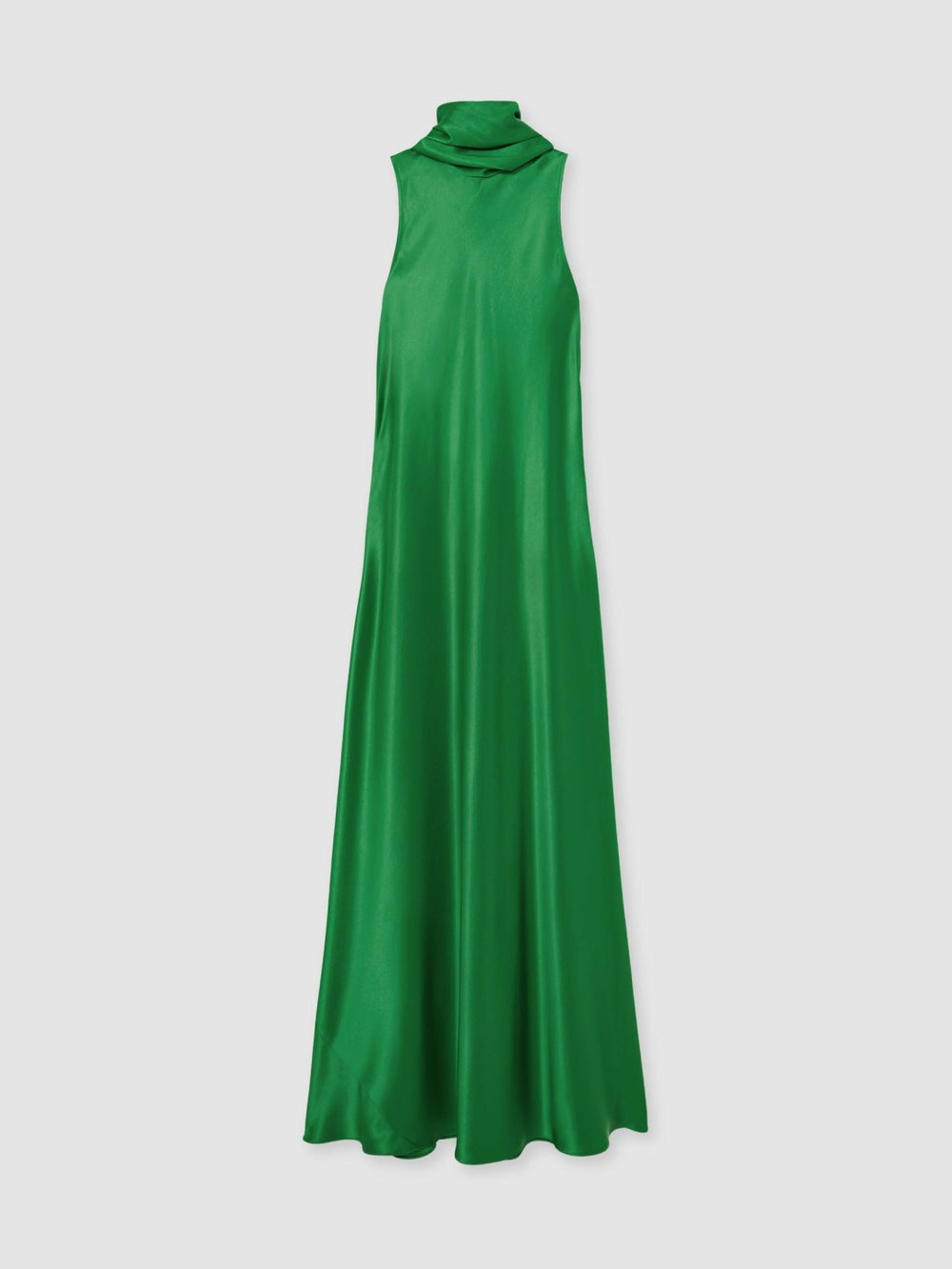 Women Satin Cape Maxi Dress in Green