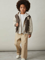 Children & Baby 13-14 yrs Colour-Block Varsity Bomber Jacket in Mink Brown/Off White
