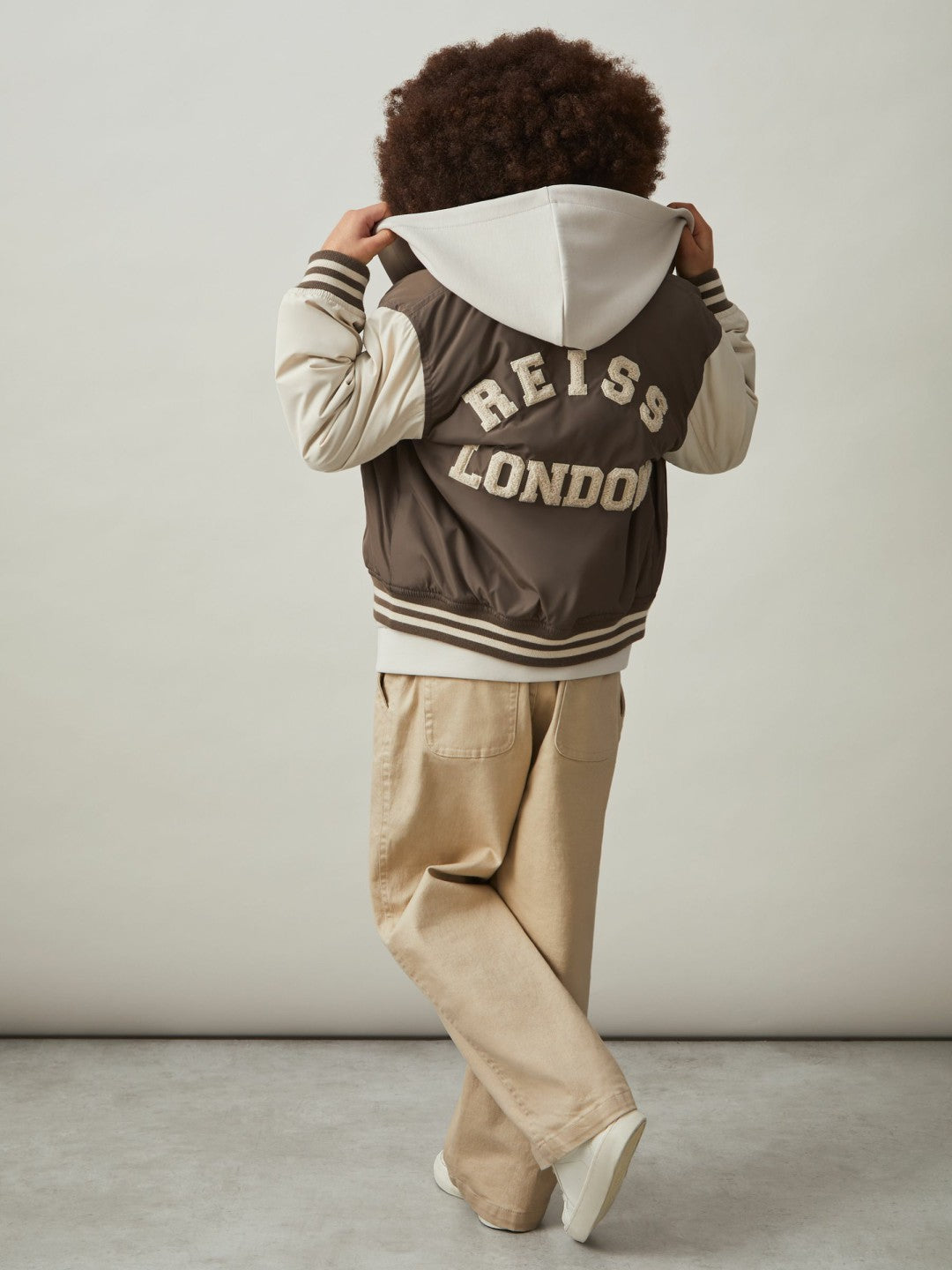 Children & Baby 13-14 yrs Colour-Block Varsity Bomber Jacket in Mink Brown/Off White