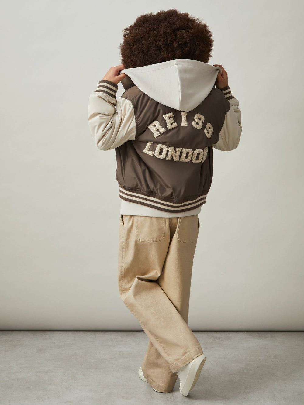 Children & Baby 13-14 yrs Colour-Block Varsity Bomber Jacket in Mink Brown/Off White