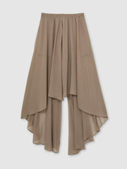 Women Petite Sheer-Overlay High-Low Shorts in Mink Neutral