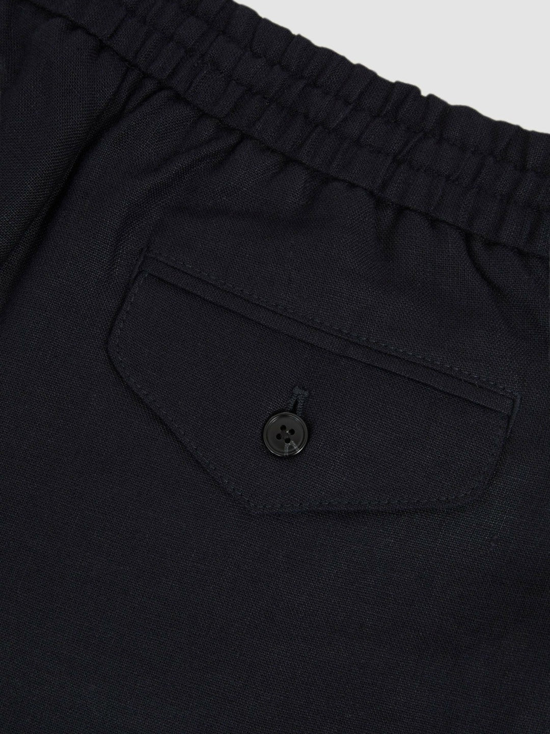 Men Linen Drawstring Relaxed-Fit Trousers in Navy