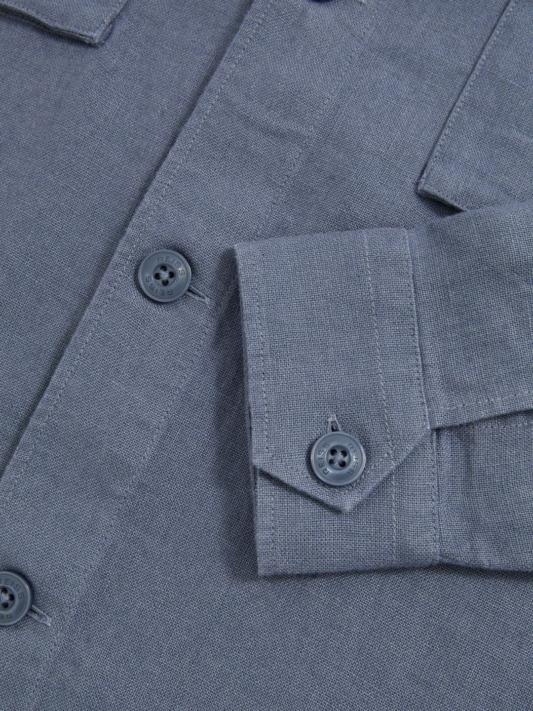 Men Linen Twin-Pocket Overshirt in Airforce Blue