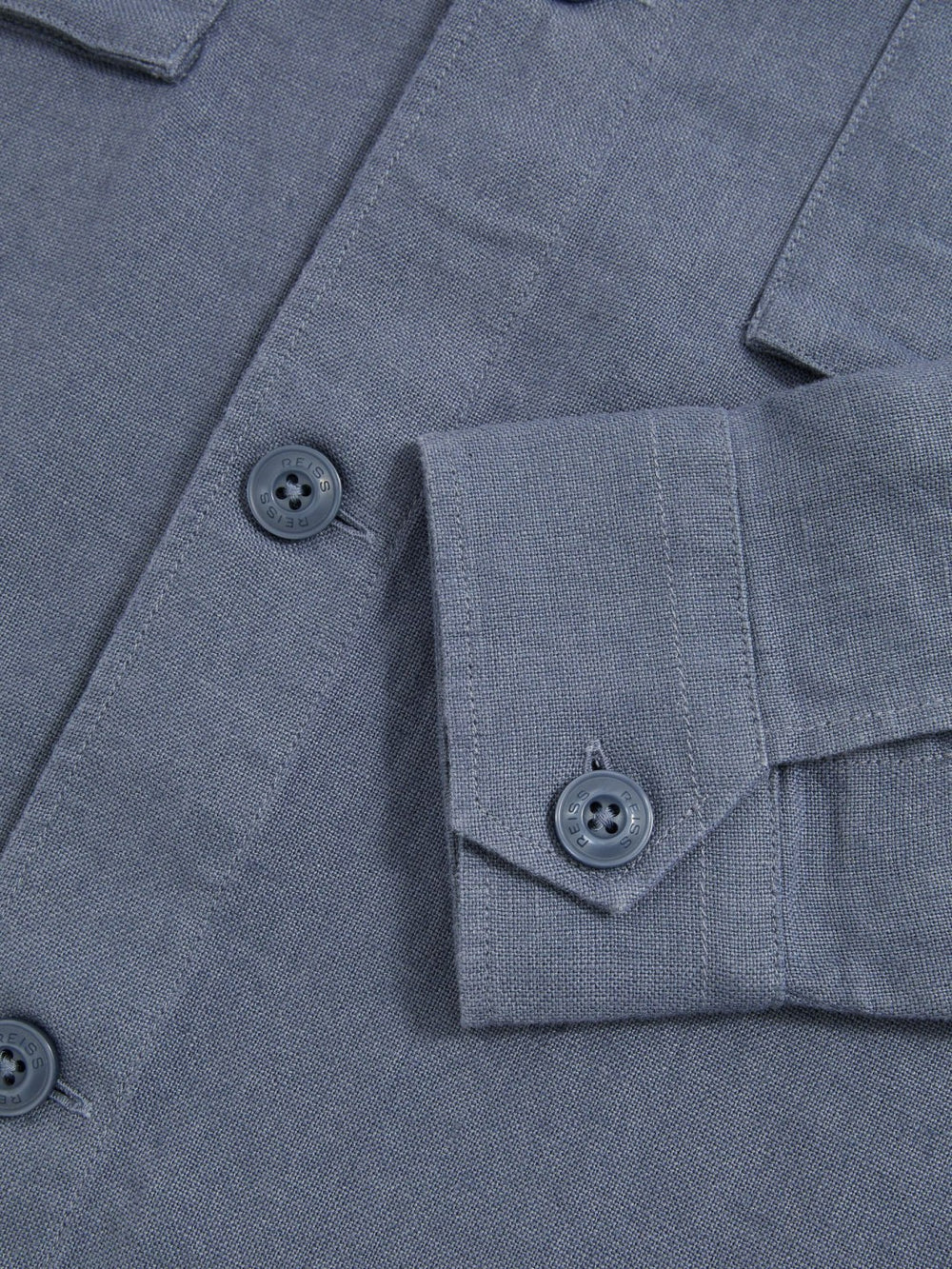 Men Linen Twin-Pocket Overshirt in Airforce Blue