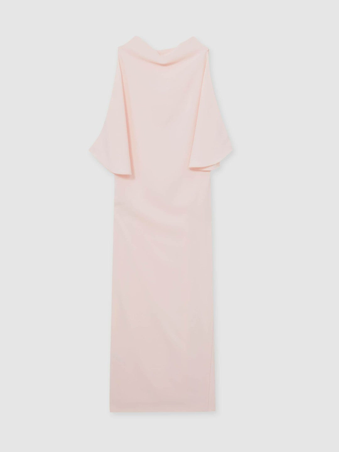 Women Draped-Front High-Neck Midi Dress in Pale Pink