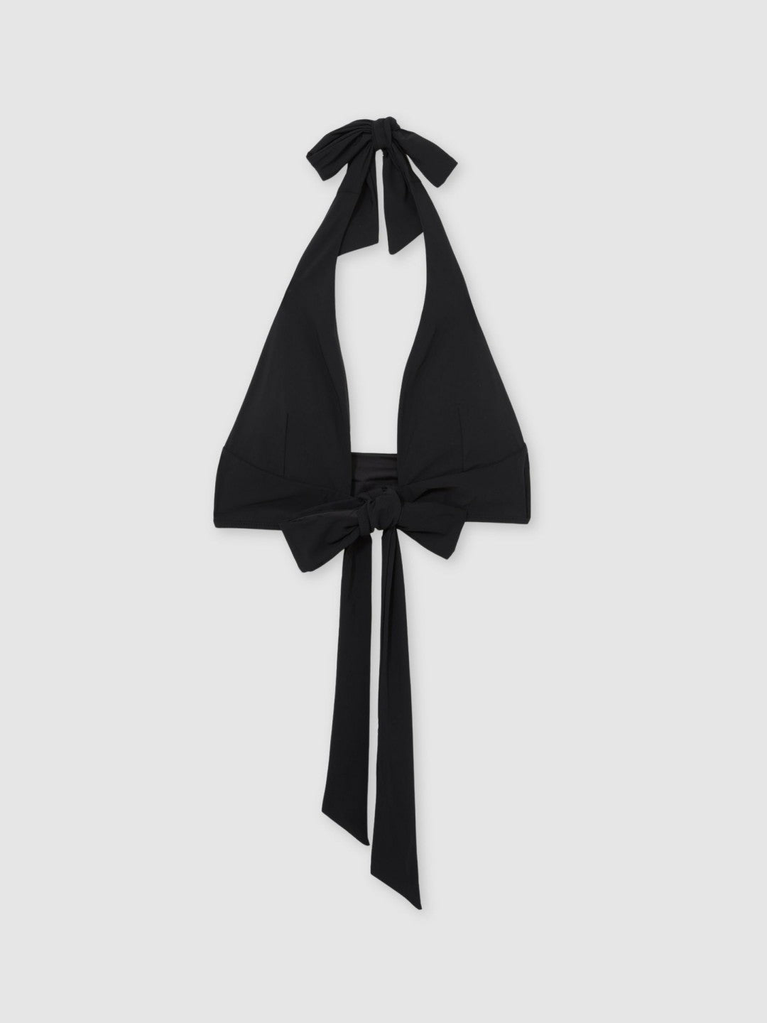 Women Plunge Tie Halterneck Bikini Top in Black