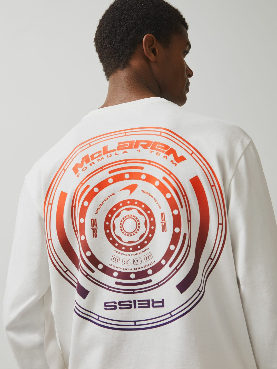 Men Unisex Fit McLaren F1 Team Tyre-Print T-Shirt in White