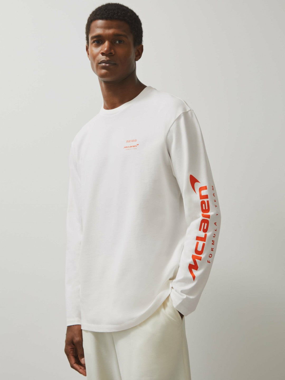Men Unisex Fit McLaren F1 Team Tyre-Print T-Shirt in White