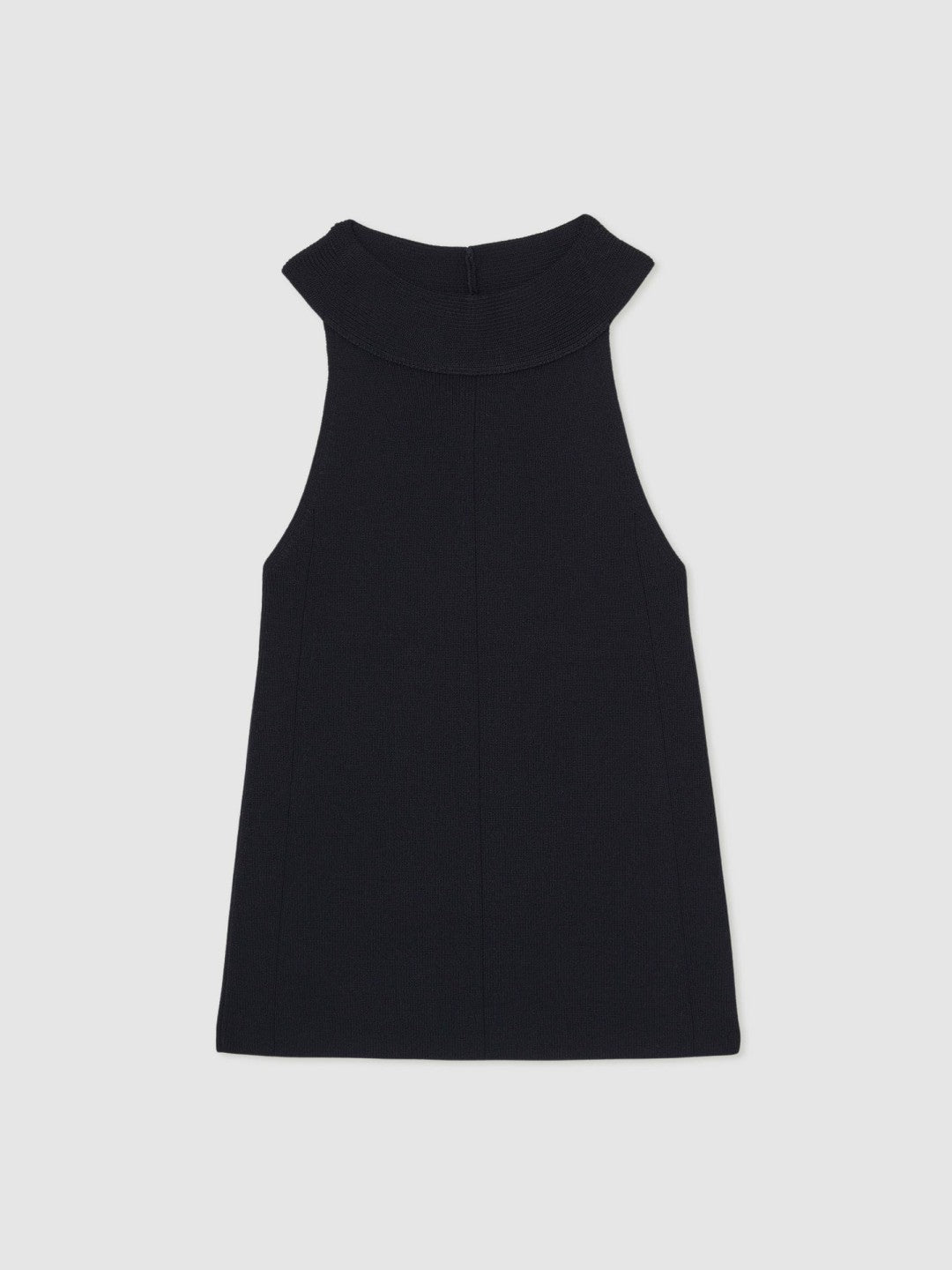 Women Rib Knit High Neck Vest in Navy