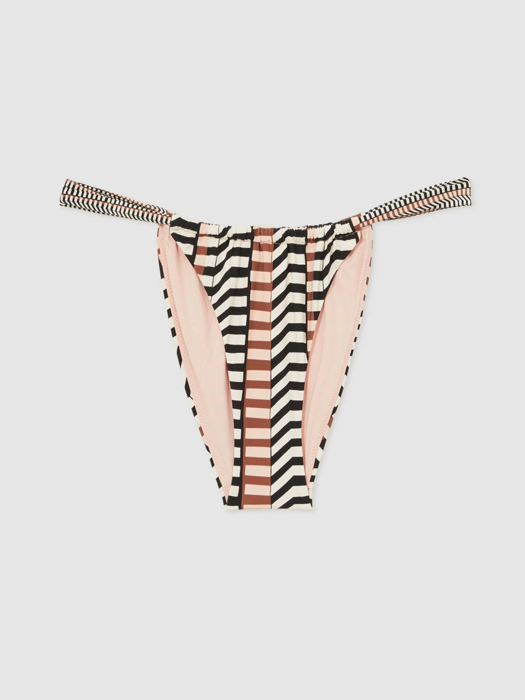 Women Chevron Stripe Bikini Bottoms in Black/Brown