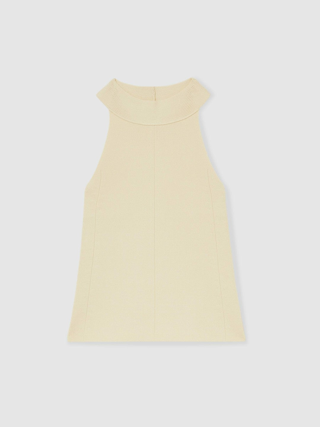 Women Rib Knit High Neck Vest in Ivory