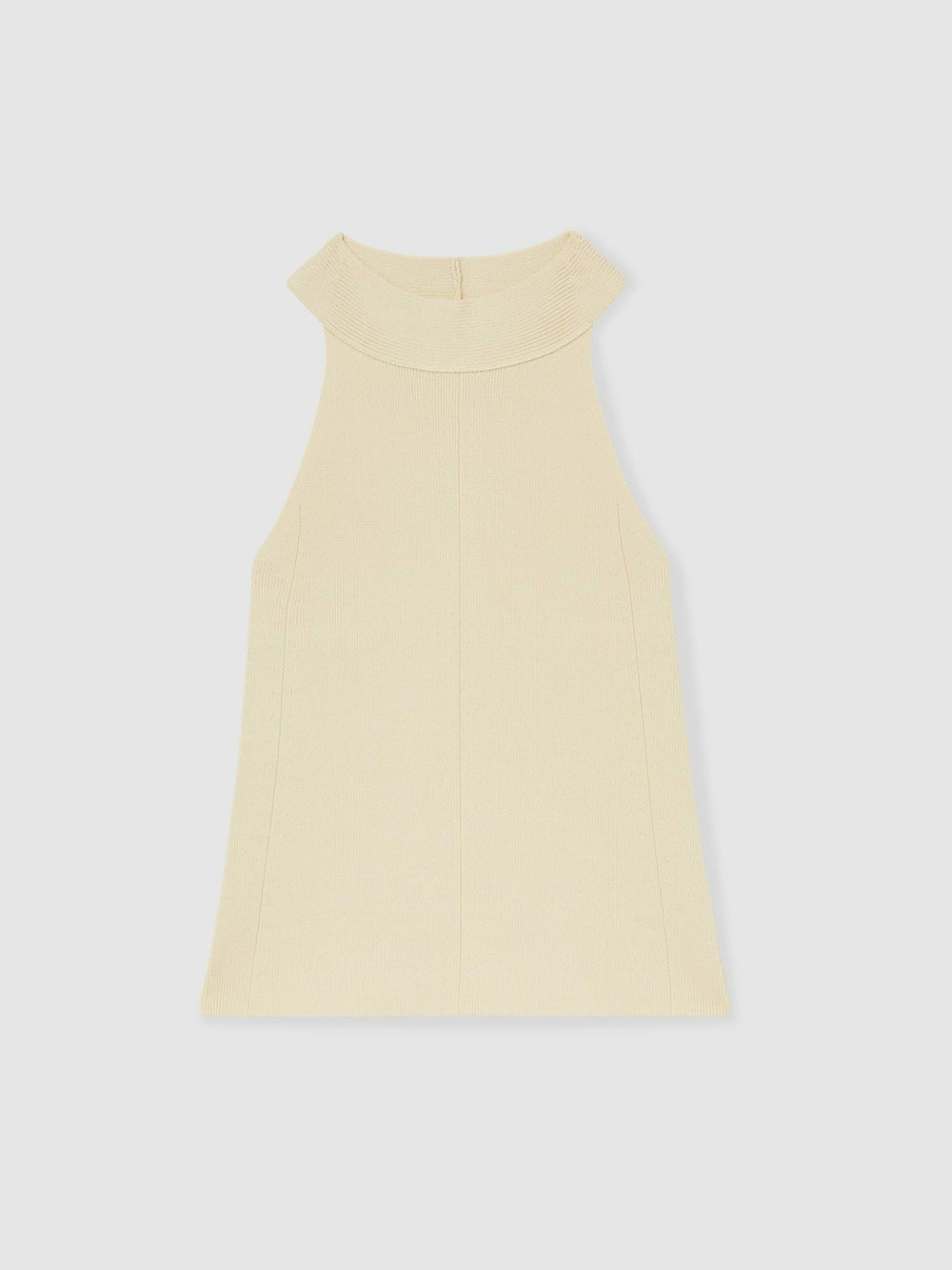 Women Rib Knit High Neck Vest in Ivory