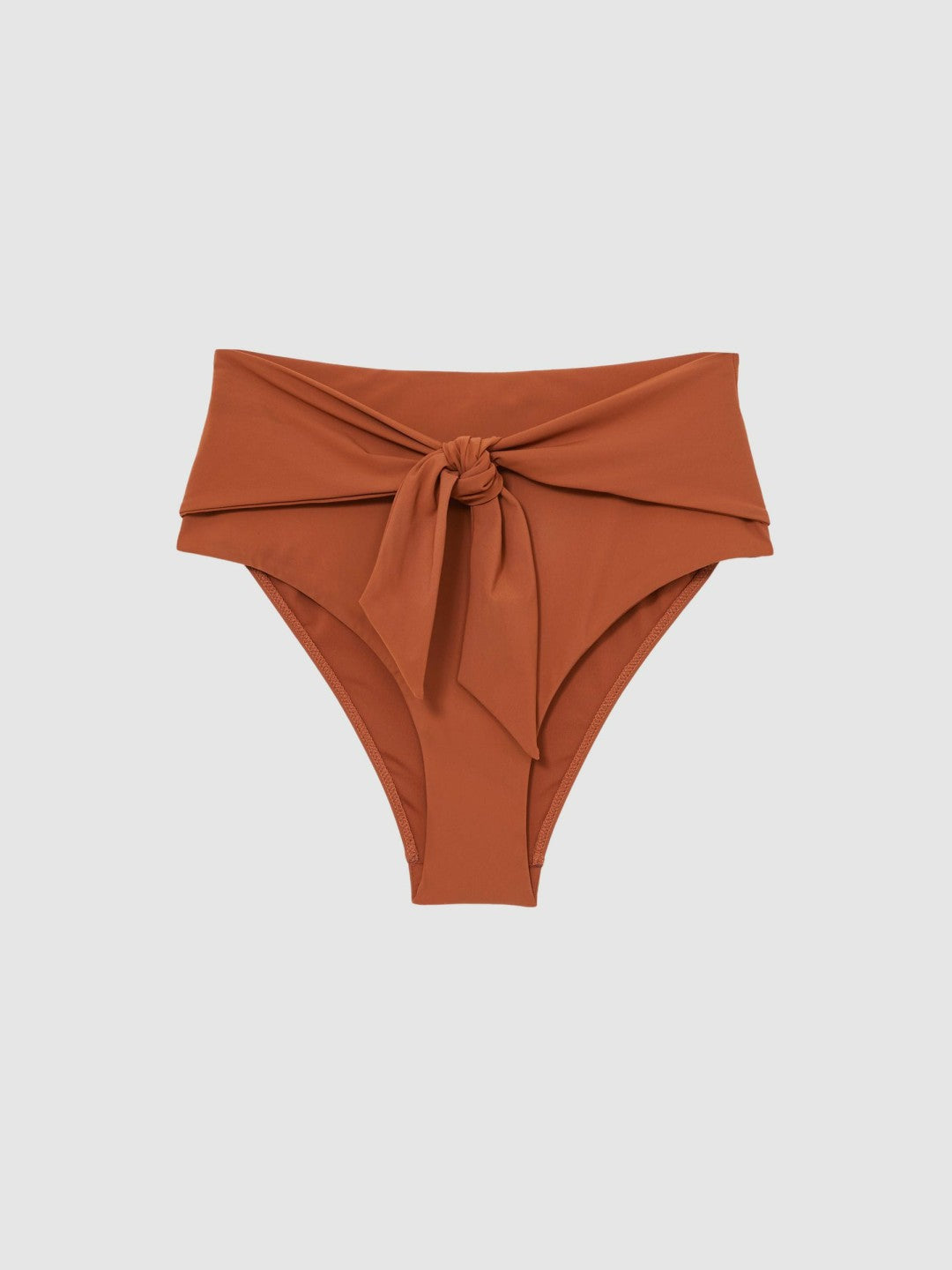 Women High Waist Tie Front Bikini Bottoms in Brown