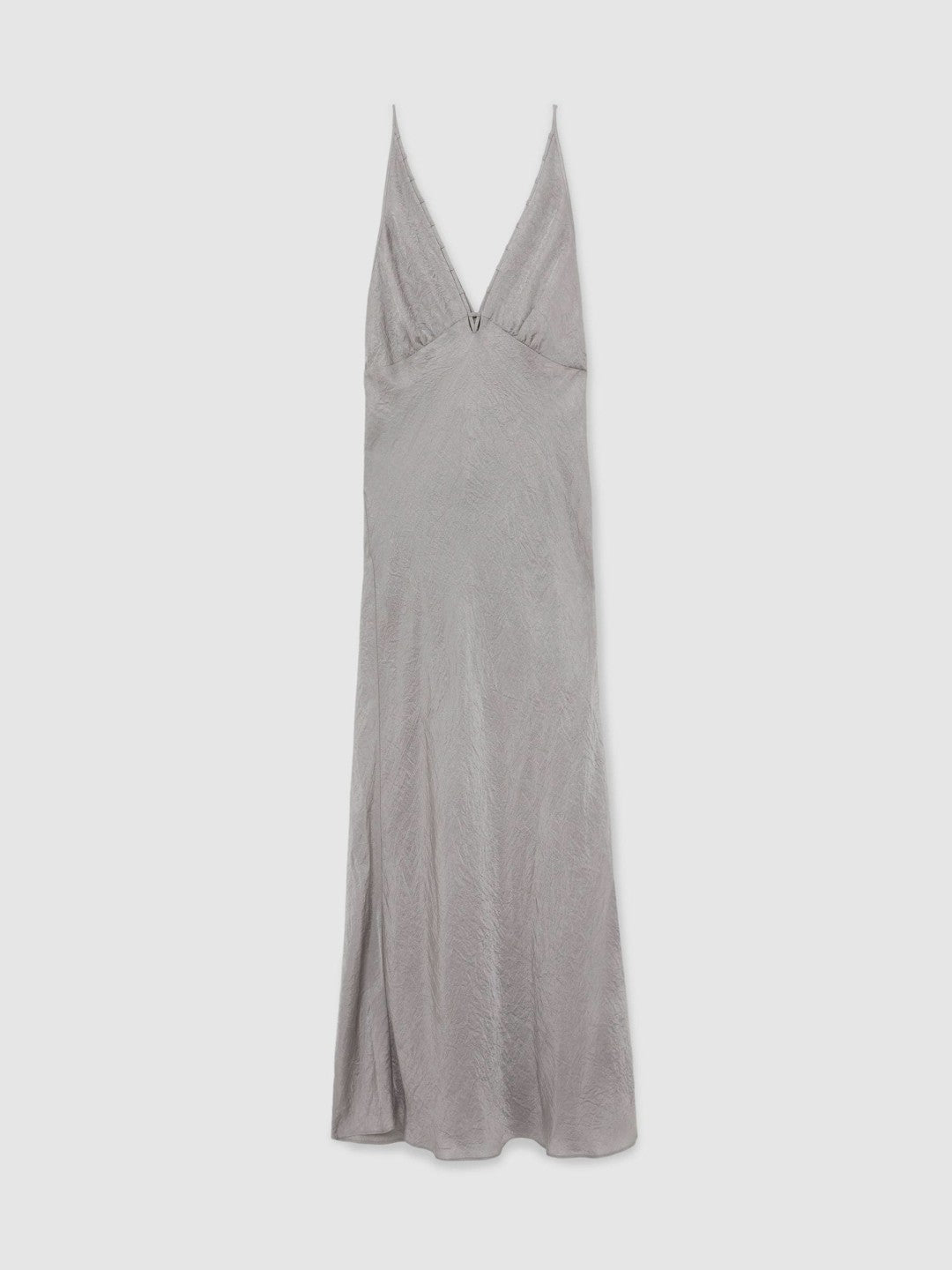 Women Crushed Satin Tie Back Slip Dress in Grey