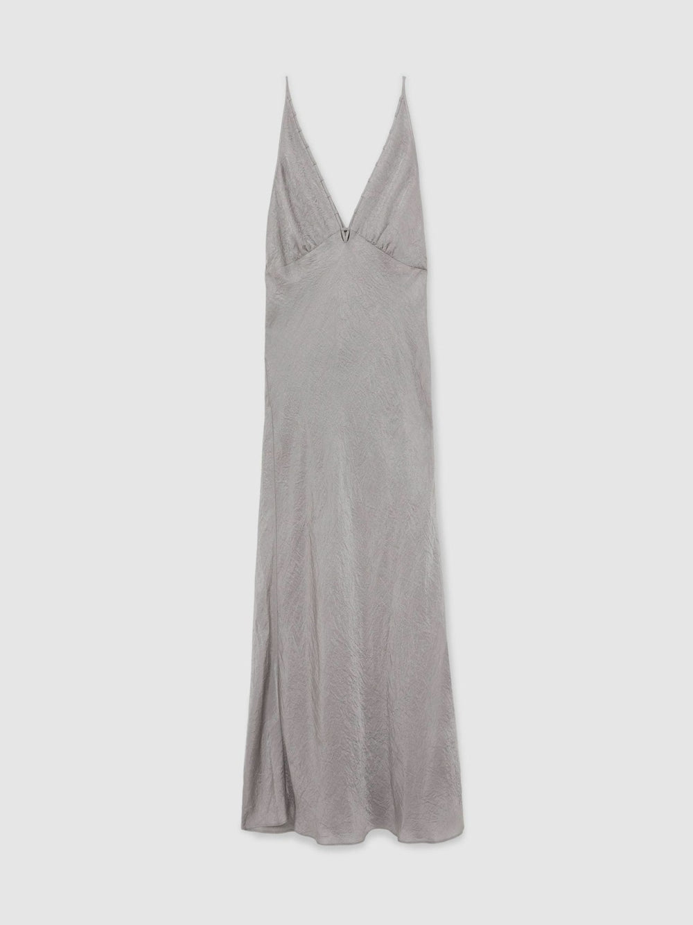 Women Crushed Satin Tie Back Slip Dress in Grey