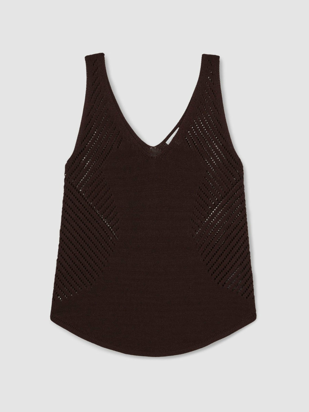 Women Cotton Blend Open Knit Vest in Chocolate Brown