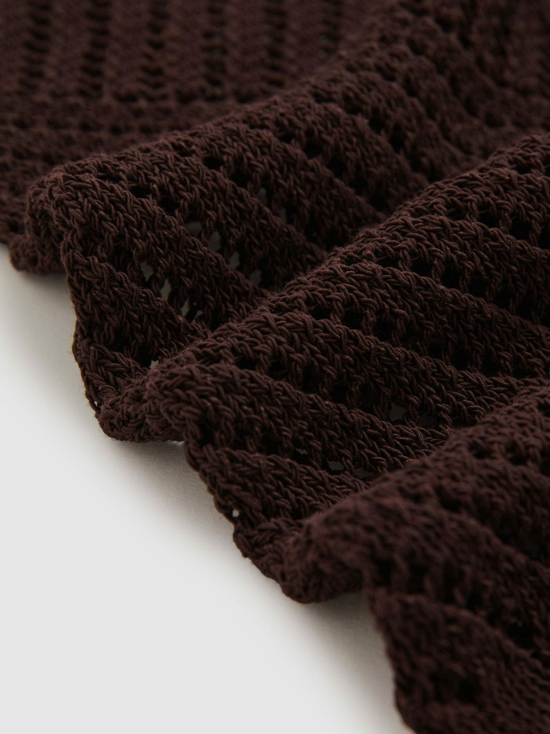Women Cotton Blend Open Knit Vest in Chocolate Brown