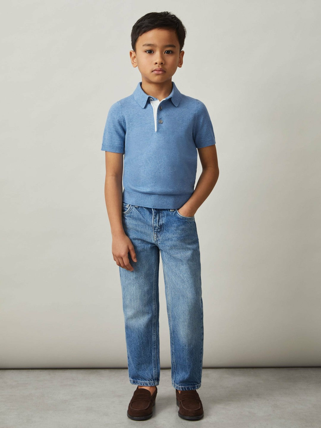 Children & Baby 3-9 yrs Contrast Placket Polo Shirt With Cotton in Blue