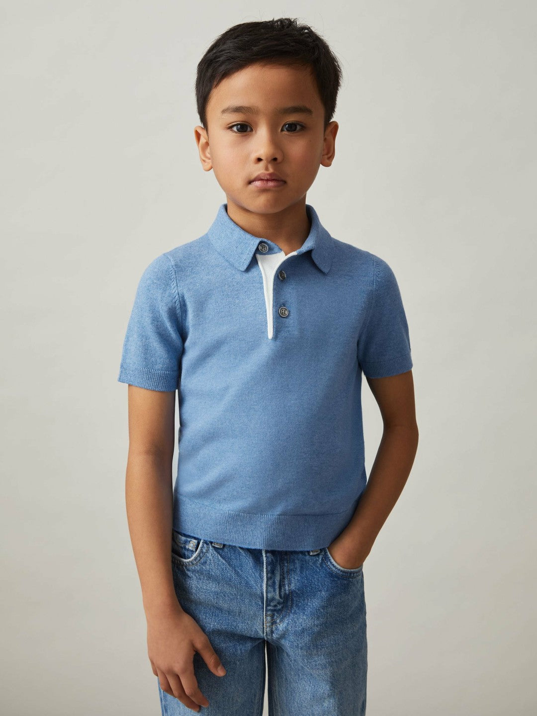 Children & Baby 3-9 yrs Contrast Placket Polo Shirt With Cotton in Blue