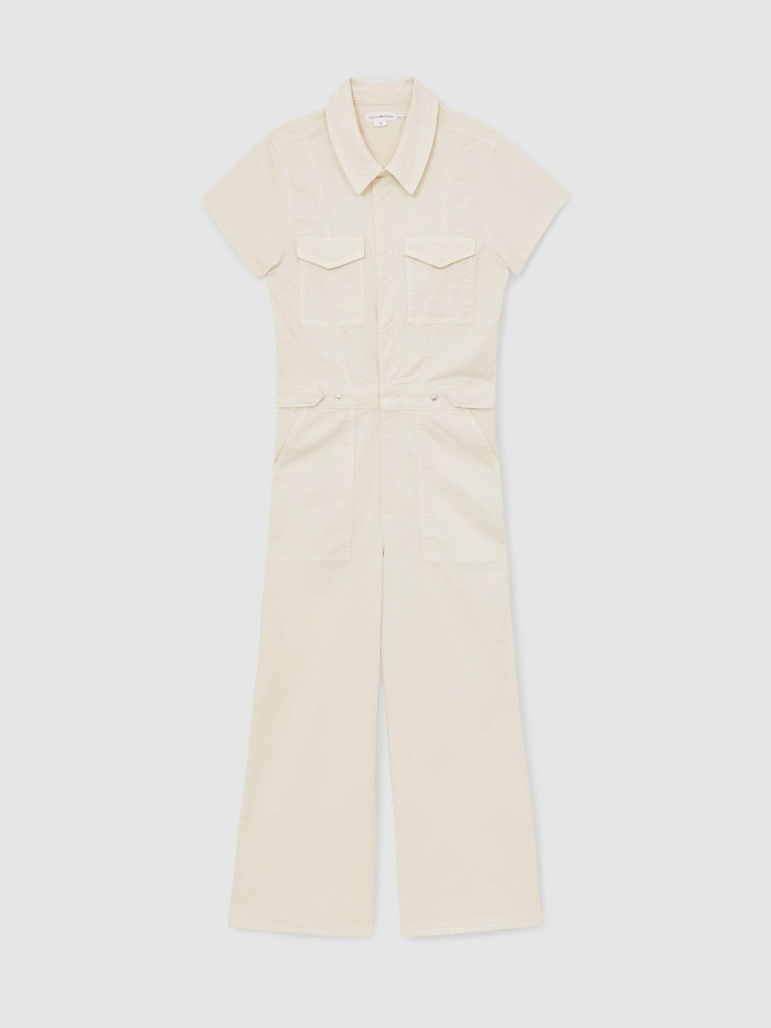 Women Good American Cotton Twill Jumpsuit with Stretch in Ecru