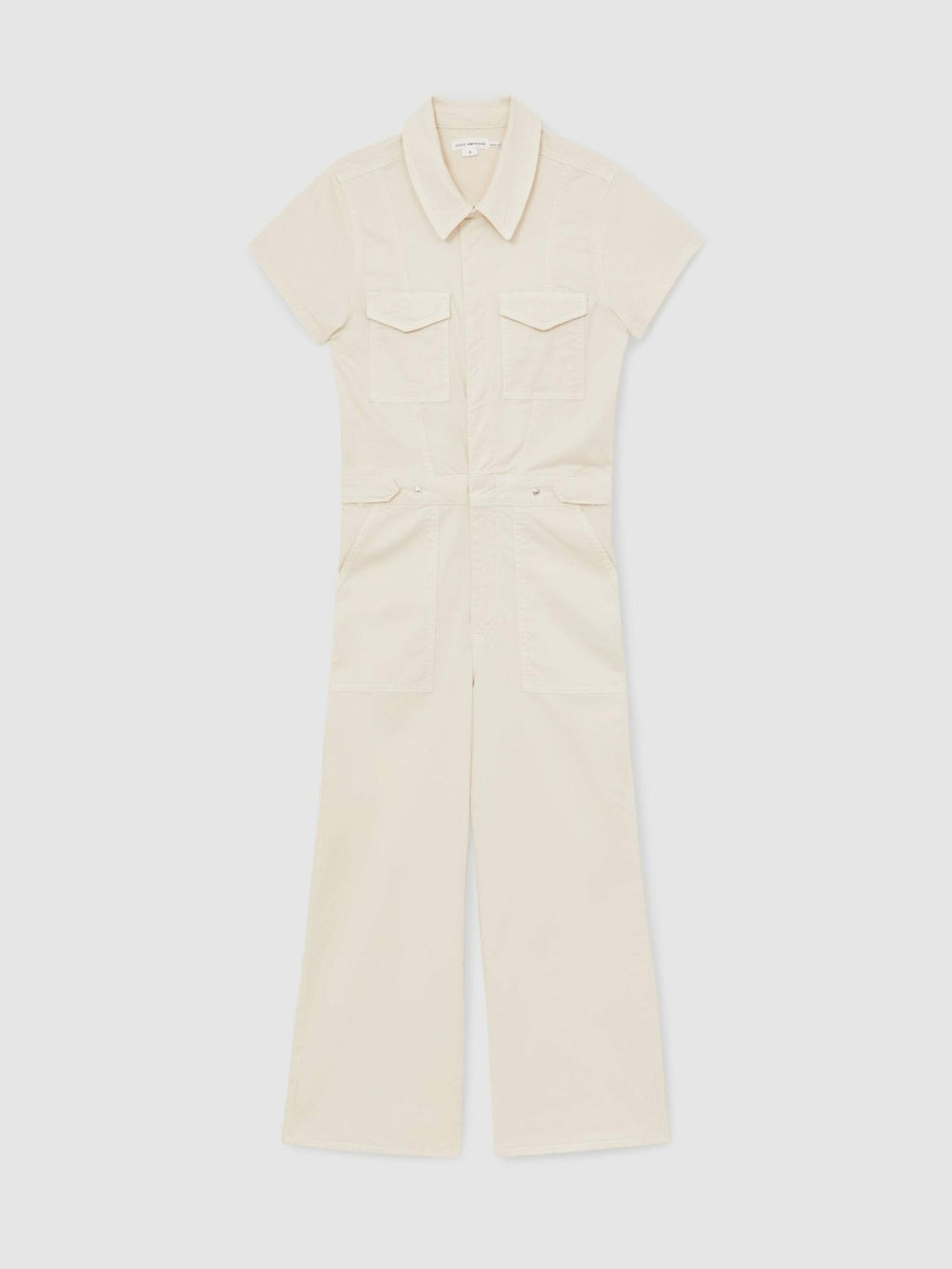 Women Good American Cotton Twill Jumpsuit with Stretch in Ecru