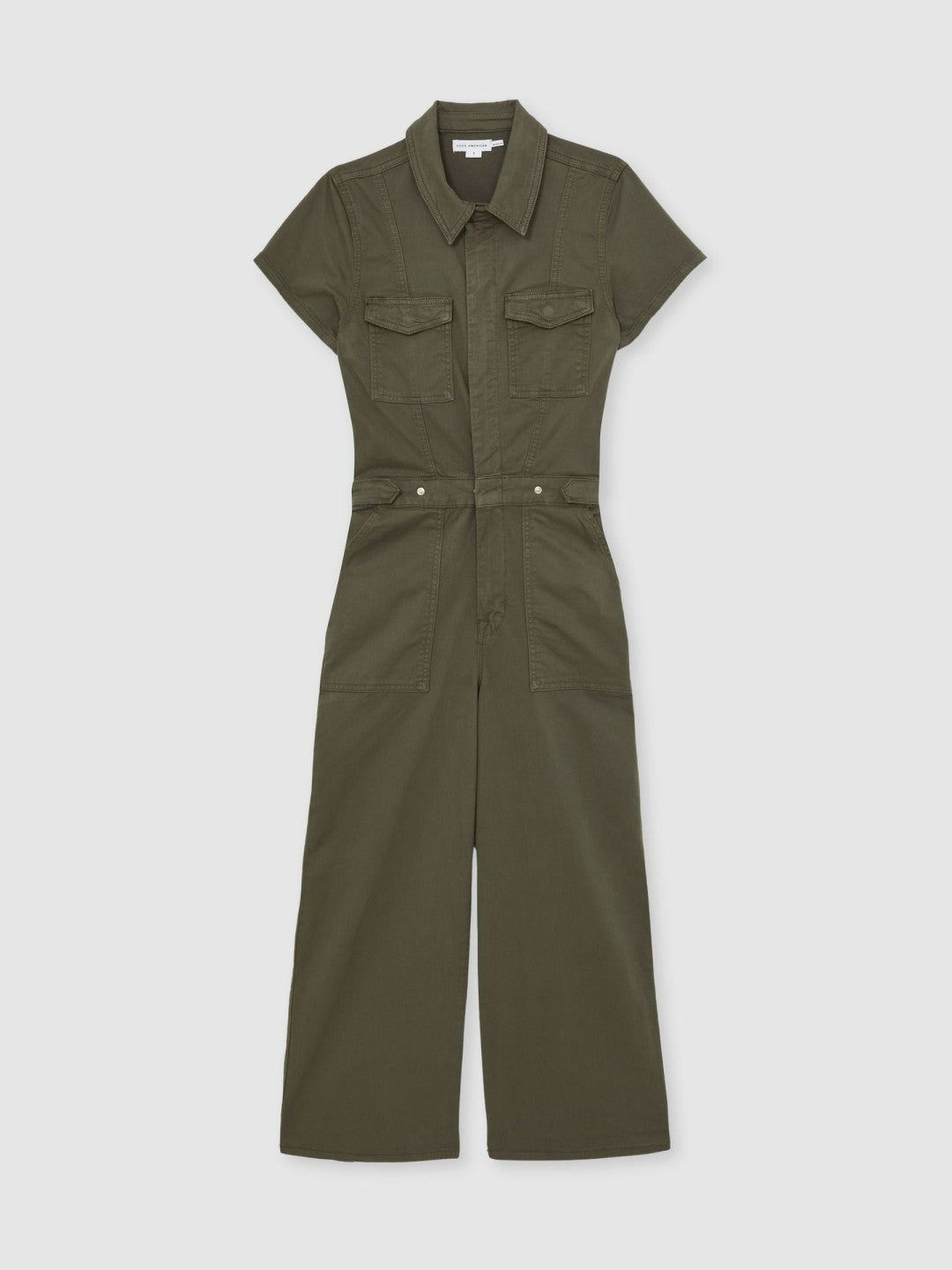 Women Good American Cotton Twill Jumpsuit with Stretch in Khaki
