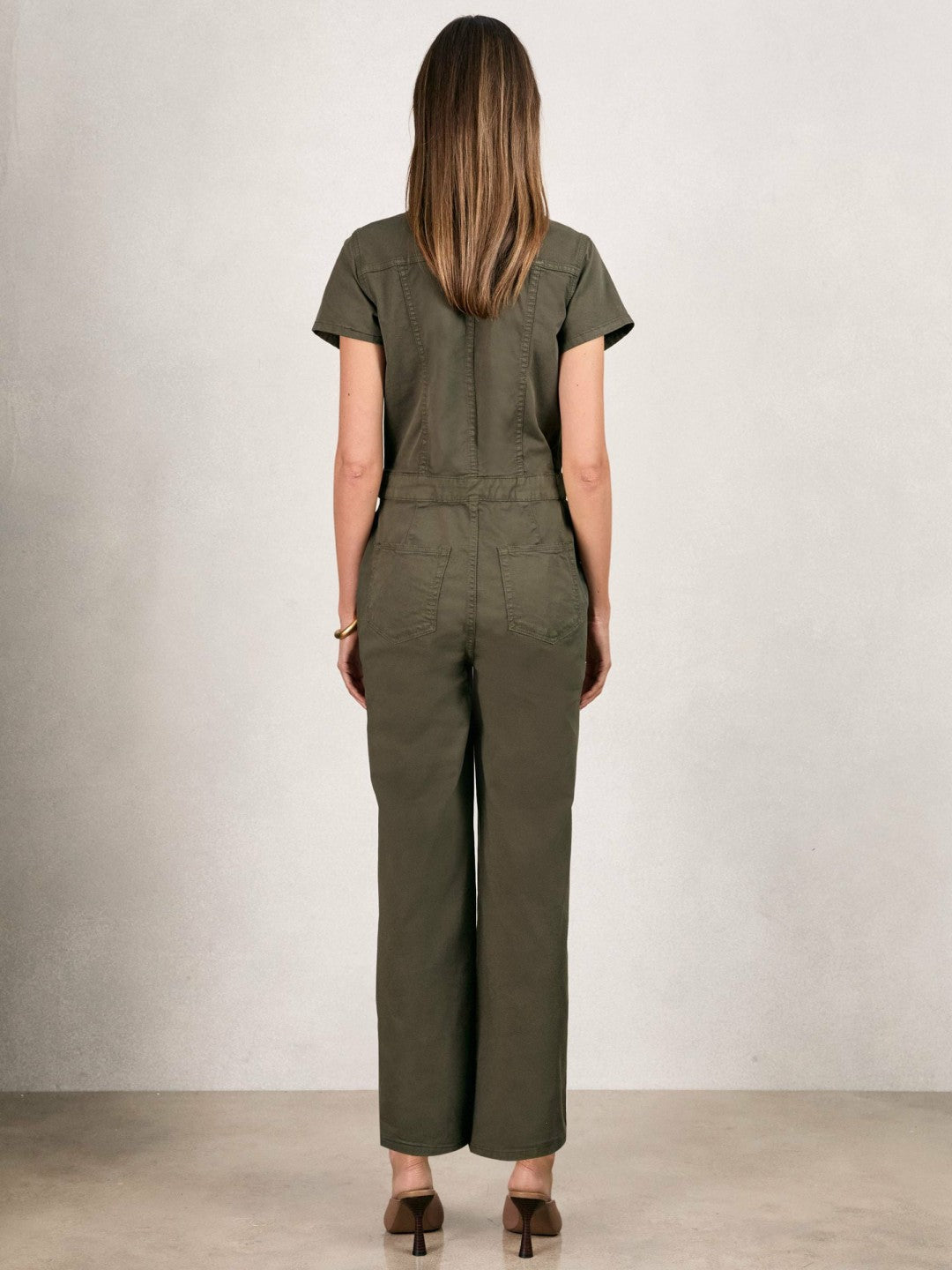 Women Good American Cotton Twill Jumpsuit with Stretch in Khaki