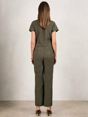 Women Good American Cotton Twill Jumpsuit with Stretch in Khaki