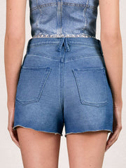Women 100% Cotton Shorts in Indigo Blue