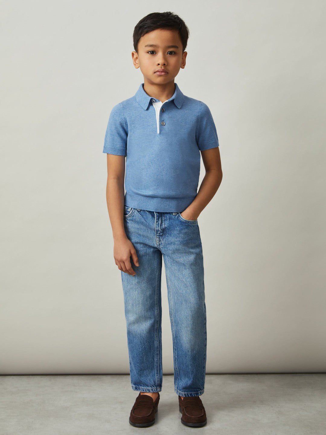 Children & Baby 9-13 yrs Contrast Placket Polo Shirt With Cotton in Blue