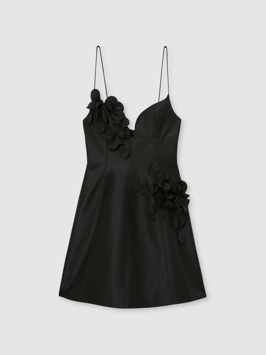 Women Acler Petal Detail Fitted Mini Black Dress in Black