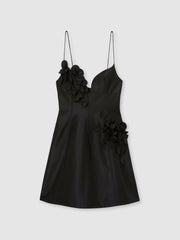 Women Acler Petal Detail Fitted Mini Black Dress in Black