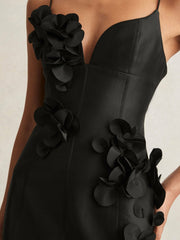 Women Acler Petal Detail Fitted Mini Black Dress in Black