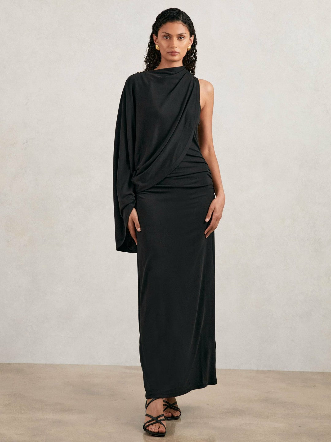 Women Acler Jersey Draped Midi Dress in Black