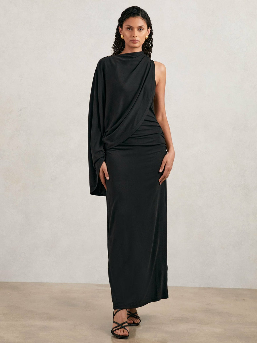 Women Acler Jersey Draped Midi Dress in Black