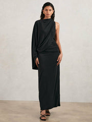 Women Acler Jersey Draped Midi Dress in Black