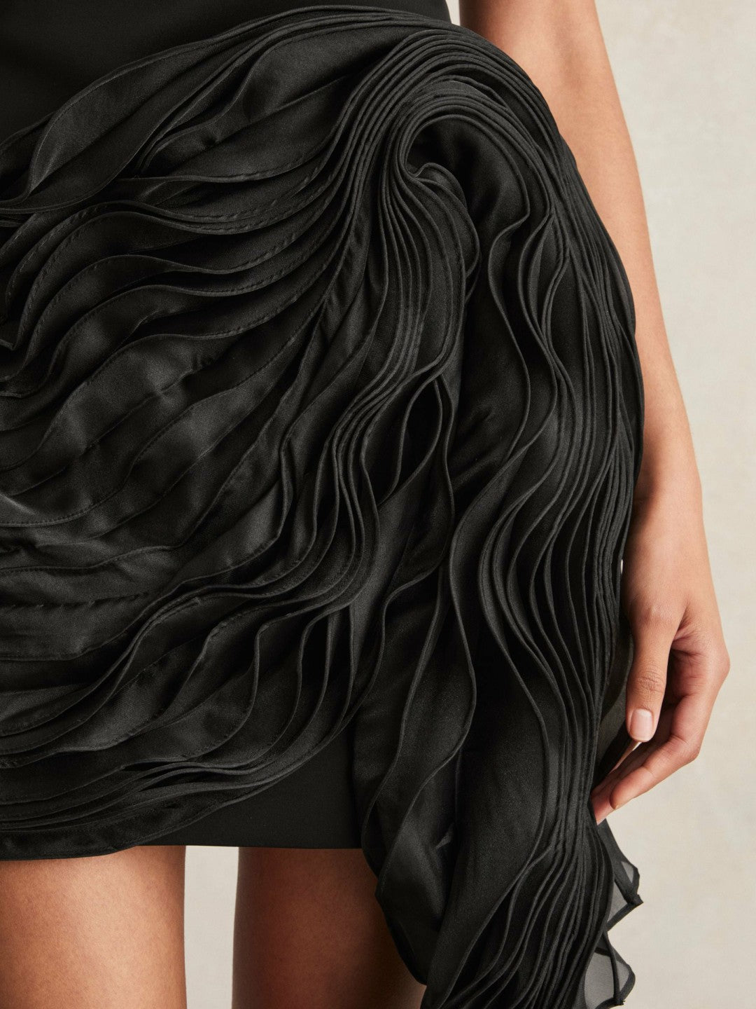Women Acler Layered Ruffle Mini Black Dress in Black