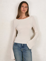 Women 100% Cotton Jumper in Ecru