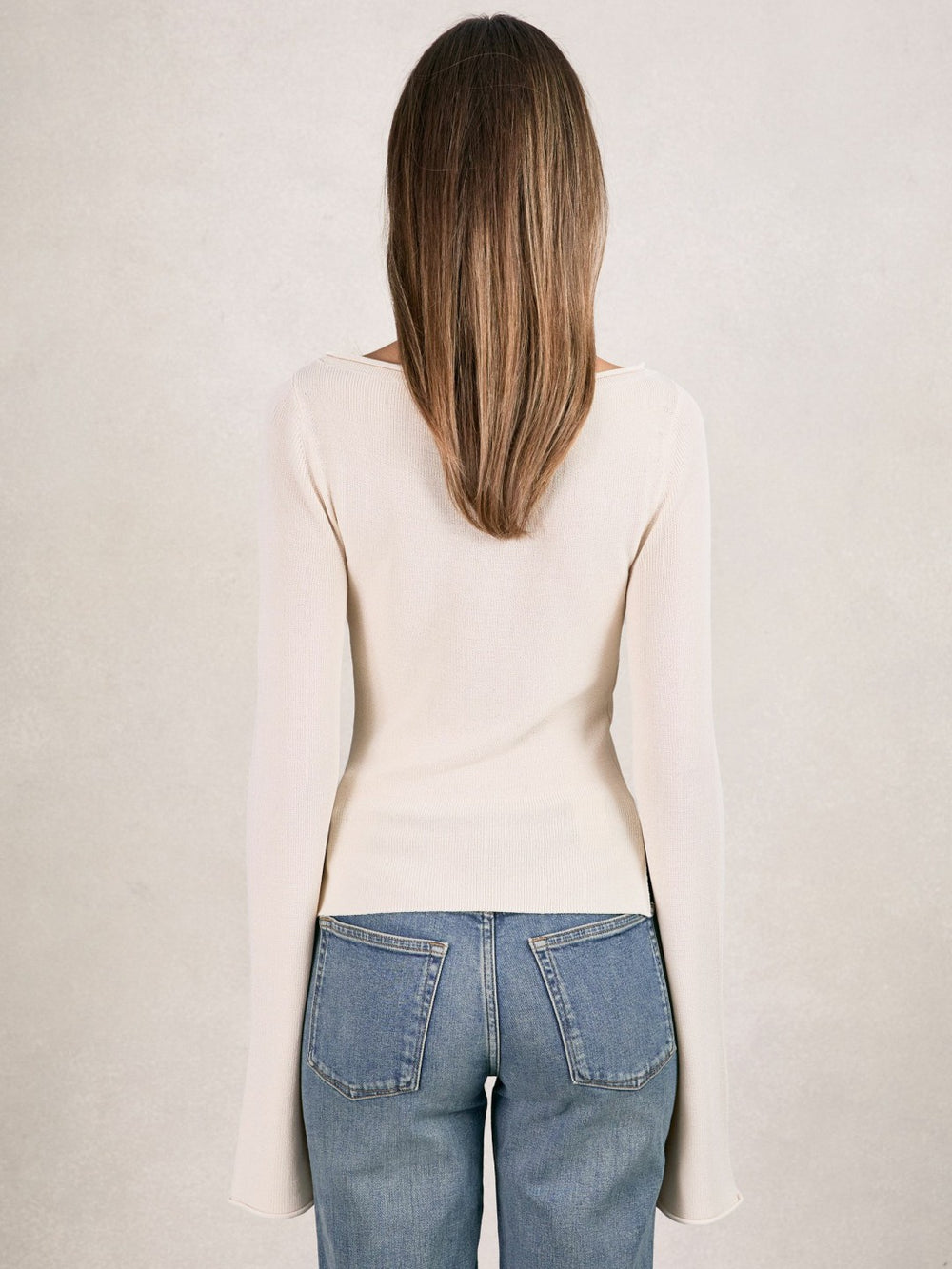 Women 100% Cotton Jumper in Ecru