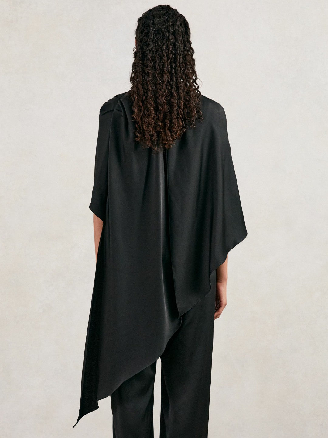Women Halston Crepe Wide Leg Cape Jumpsuit in Black