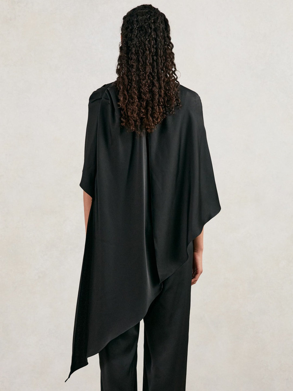 Women Halston Crepe Wide Leg Cape Jumpsuit in Black