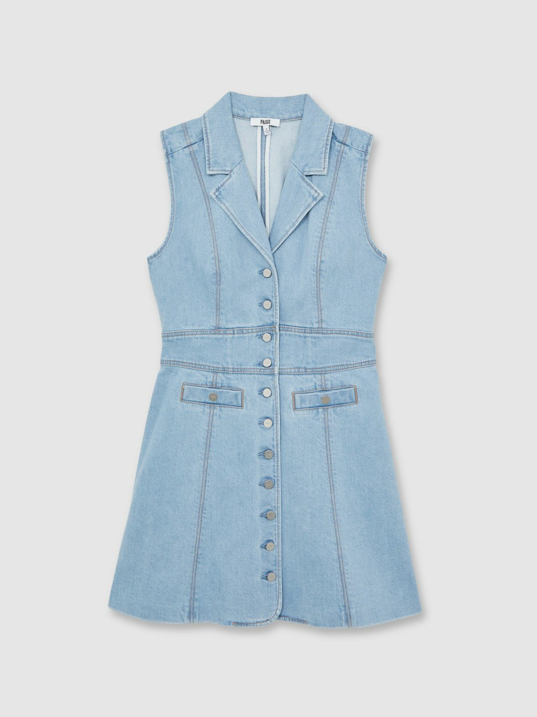 Women Paige Denim Button-Through Mini Dress in Jocelyn Blue