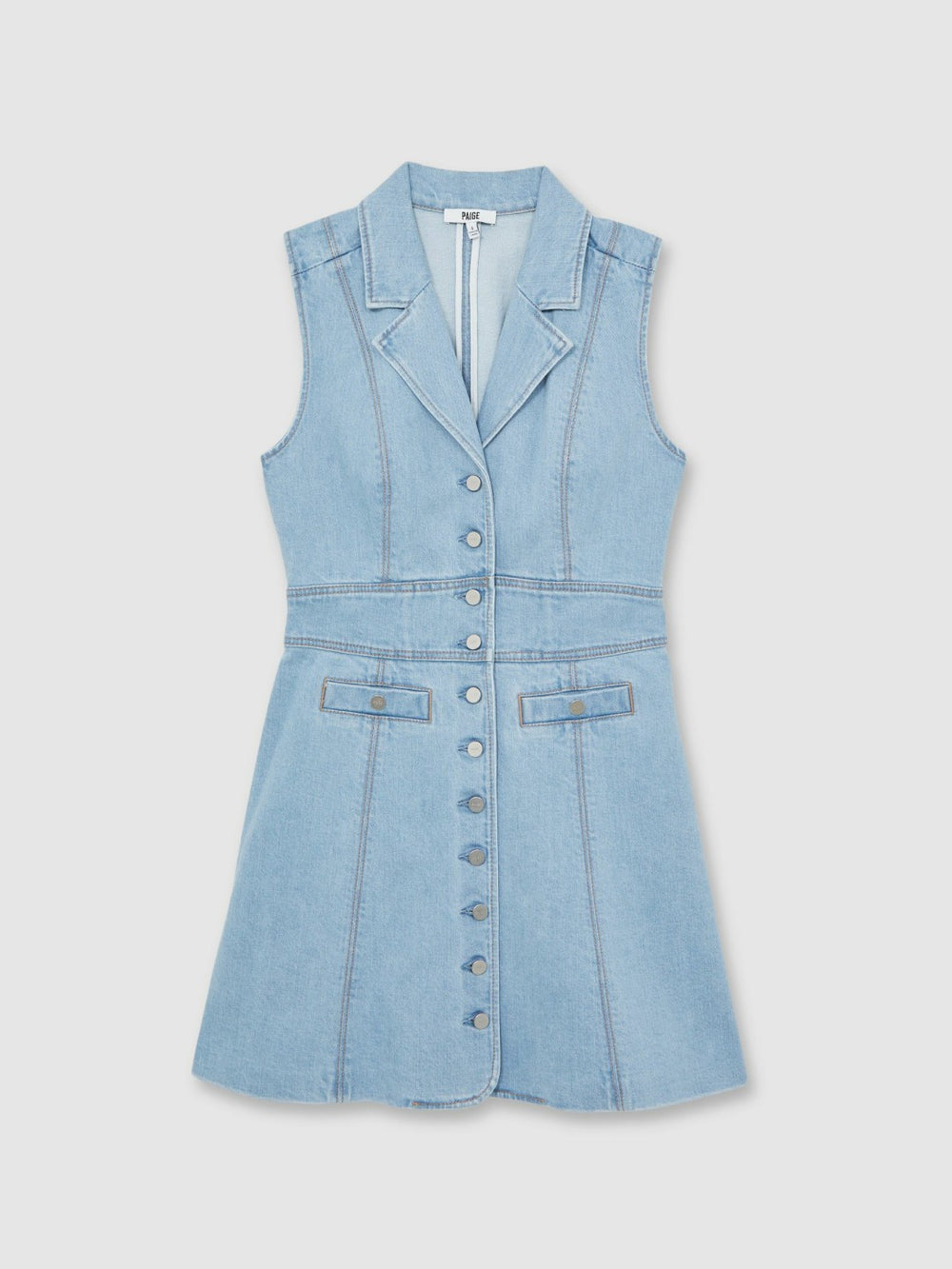 Women Paige Denim Button-Through Mini Dress in Jocelyn Blue